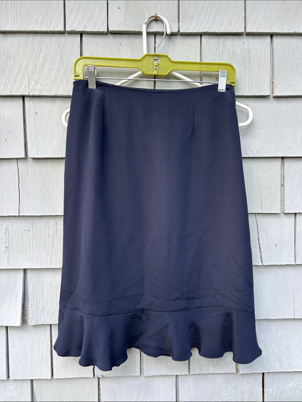 Talbots Pure Silk Navy Midi Skirt with Flounce Hem size 6